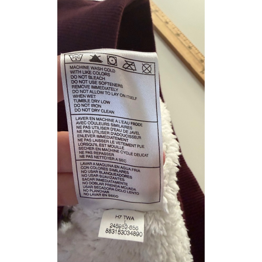 Nike Burgundy Sherpa Lined Fleece Vest Women's Size Large Full Zip Pockets - Picture 5 of 10